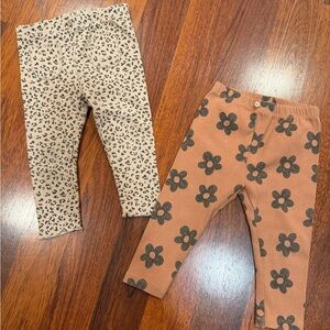 Zara Kids Leopard and Floral Leggings Set - Tan and Brown